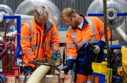 Nexans employees testing 525 kV cable innovation