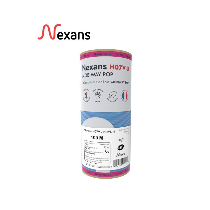 Nexans H07V-U MOBIWAY POP 1x1.5 blue D100 (1/3 pal)
