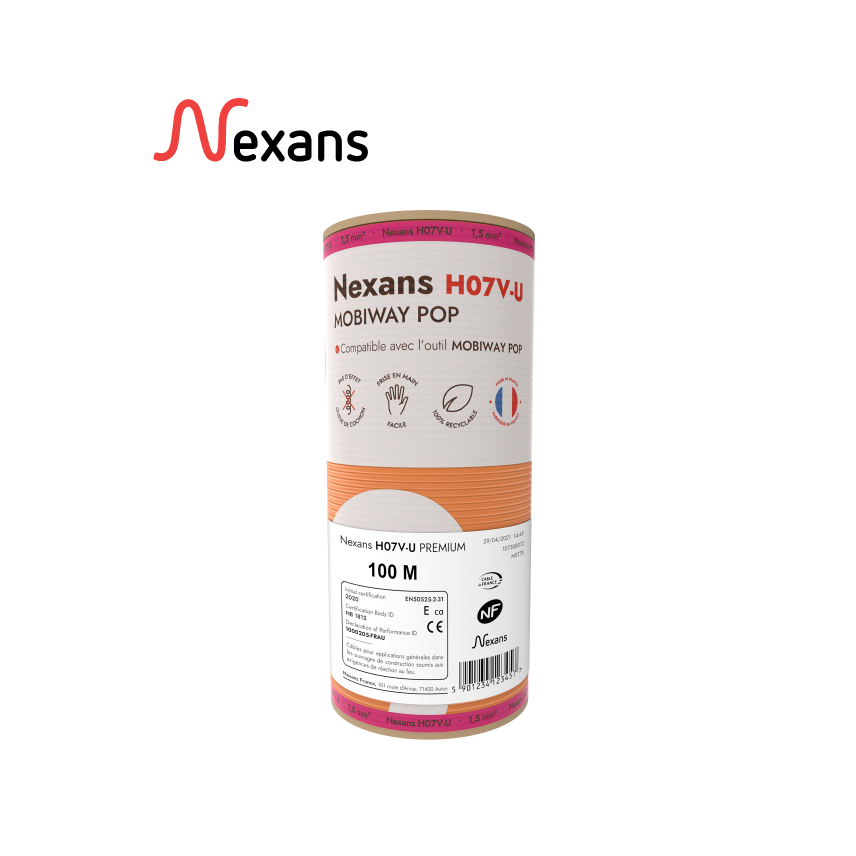 Nexans H07V-U MOBIWAY POP 1x1.5 orange D100 (1/3 pal)
