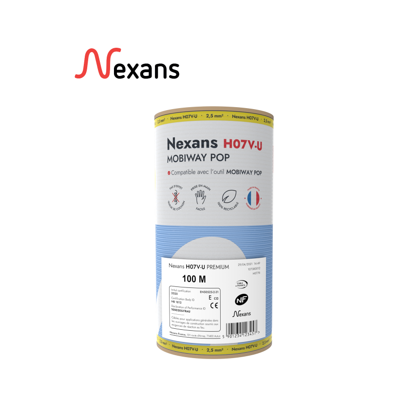Nexans H07V-U MOBIWAY POP 1X2.5 blue C100m (1/3 pal)