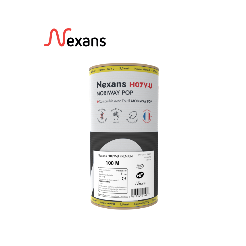 Nexans H07V-U MOBIWAY POP 1X2.5 black C100m (1/3 pal)